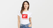 Young-Elite White & Red Female Short sleeve T-shirt